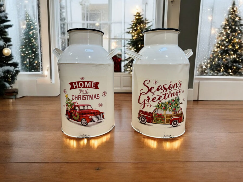 Holiday Metal Milk Jugs