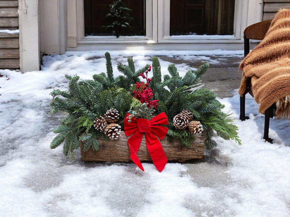 Handmade Holiday Log Planters